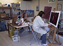 Valérie working in her art workshop